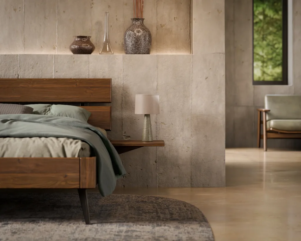 Easy Sleep 26 mm, Modern Living 180 × 200 cm i Bassano eg med hylder, højre halvdel